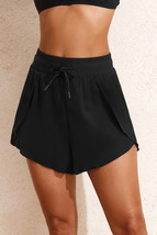Black High Waisted Drawstring 2-in-1 Side Pocket Color Block Bikini Shorts - $229.27 MXN