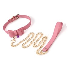 Leather Kitty Bell Collar Choker Cosplay Bowknot - $62.45