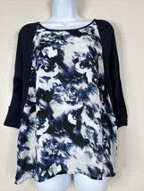 DB Womens Size PM Blue Floral Henley Shirt 3/4 Sleeve - $7.93