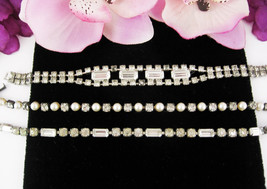 Lot 3 Vintage RHINESTONE BRACELETS, 1 Faux Pearl Beads, 1 Sign KRAMER Si... - $19.79