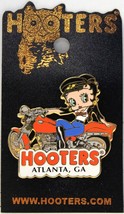 RARE GOLD TONE ATLANTA,GA HOOTERS BETTY BOOP GIRL MOTORCYCLE BIKE LAPEL PIN - $49.99