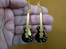 (M306-E) Gibson Les PAUL1959 59 Guitar Music Black Earrings Gold Pick Guard - £35.41 GBP