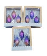 Pink Glass Christmas Ornaments Pink Purple Orange Ombre 4.5&quot; Set Of 9 Iced - $48.37