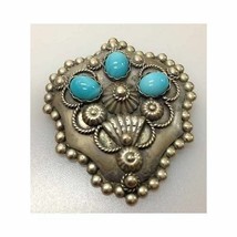 Vintage Sterling Silver Brooch Pin with 3 Turquoise Stones Italy - £40.47 GBP