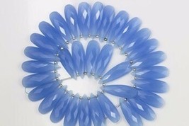 Nice, 9 inch long strand of Pear shape BLUE GLASS briolette beads, 10x31 mm app, - £39.95 GBP