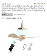 Camping￼Portable Ceiling LED Fan Rechargeable Battery Powered Outdoor Ca... - €18,60 EUR