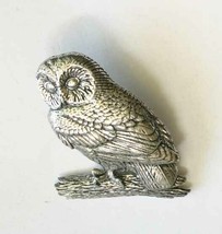 Elegant Silver-tone Owl Pin 1970s vintage 2&quot; - £9.63 GBP