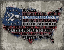 2nd Amendment Nation Firearms America Eagle Gun Ammo Wall Décor Metal Tin Sign - £12.65 GBP