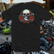 Skull and Roses COTTON T-SHIRT Sturgis Dayton Bike Week HD Club Biker Cycle - $17.73+