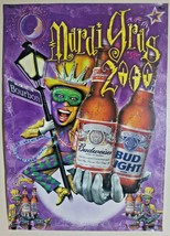 1999 Anheuser Busch  Budweiser Mardi Gras 2000 Tavern / Store Poster 28&quot;... - £26.37 GBP