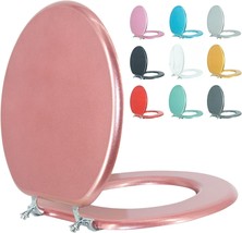 Round Toilet Seat Wood Toilet Seat Prevent Shifting with Zinc Alloy Hing... - $28.50