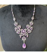 Womens Light Purple Gemstone Water Drop Necklace Jewelry with Lobster Clasp - $35.20 CAD