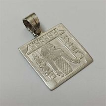 900 silver Egyptian pendant, handmade pharaoh queen with hieroglyphs vin... - $140.00