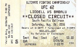 UFC Liddell Vs. Babalu Closed Circuit Event 2006 Las Vegas NV Ticket Stub - £6.28 GBP