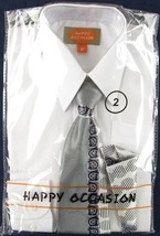 NEW Happy Occasion Boy&#39;s 3 Pc. White Dress Shirt, Tie &amp; Pocket Square, S... - £8.69 GBP