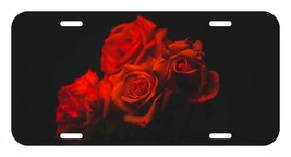 Red Rose roses flower USA Metal Black License Plate holder tag - £7.84 GBP