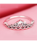 925 Sterling Silver Fairytale Tiara Clear Cz Ring For Women - £15.00 GBP