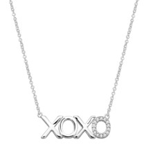 XOXO Necklace with Moissanite Diamond in Sterling Silver 14K White Gold Plated - £52.75 GBP