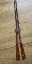 Vintage Woven Leather w/ Silver Accent &amp; Slide Clip Western Cowboy Mexican Texas - £19.35 GBP