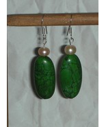 BEAUTIFUL TURQUOISE AND FW PEARLS Beads EARRINGS - $192.33 MXN
