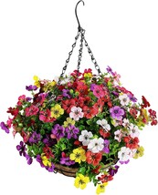 12 Inch Fake Flowers In Hanging Basket By Lardux Artificial Hanging Bask... - £33.25 GBP