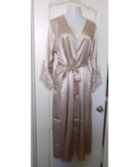 Flora Nikrooz Almond Satin Robe size 1X long sleeves with lace details - $32.35 CAD