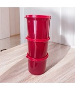 3 Tupperware Round Canister Containers #4623 Sparkle Ruby Red &amp; Lids/Sea... - €17,06 EUR