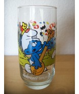 1983 Smurfs “Harmony Smurf” Tall Collectible Glass  - £11.00 GBP