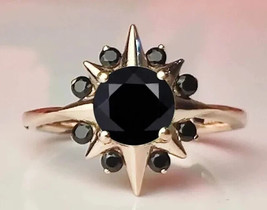 2Ct Round Cut Simulated Black Spinel Halo Engagement Ring 14K Rose Gold Plated - £39.57 GBP