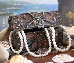 Ebros Kraken Octopus Pirate Haunted Chained Skull Treasure Chest Jewelry... - $29.99