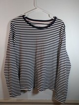 Boden Womens Black White Striped Long Sleeve T-Shirt Top XL Round Neck C... - £8.14 GBP