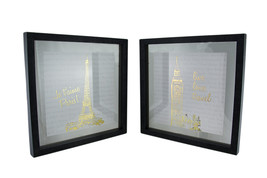 Zeckos 2 Pc. Live Love Travel Foiled Eiffel Tower Big Ben Wall Hanging Set - £16.73 GBP