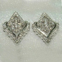 10K White Gold 0.96 Ct Natural Round Cut Diamond Fancy Women&#39;s Stud Earrings - £54.64 GBP