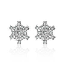 Cubic Zirconia &amp; Silver-Plated Openwork Snowflake Stud Earrings - £11.18 GBP