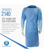 Dynarex 2140 Isolation Gowns Blue Full-Length Disposable Latex-Free 75ct - $942.92 MXN