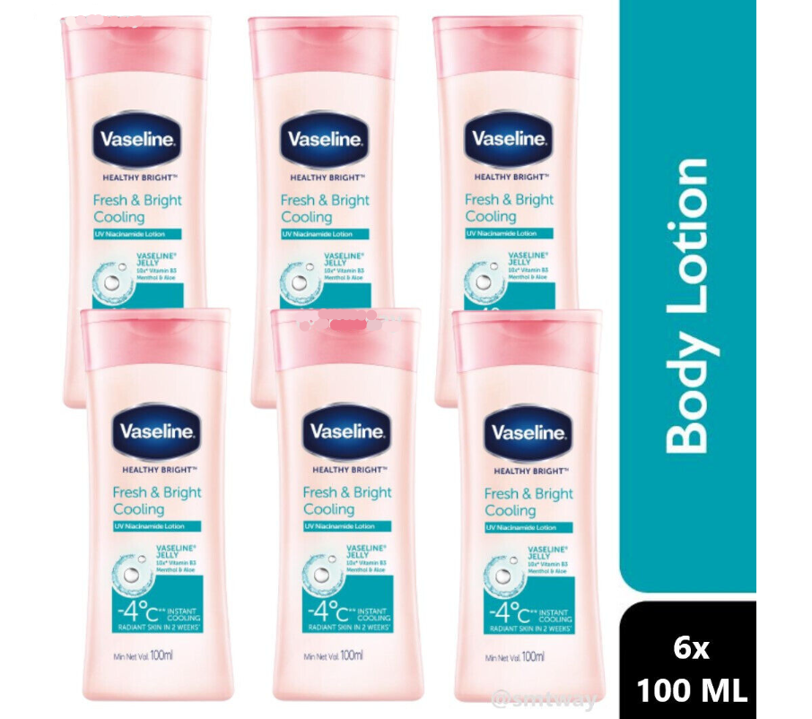 6 x 100ml Vaseline Healthy Bright Lotion Fresh & Bright UV For Hot Humid Climate - $96.80
