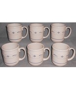 Set (6) Longaberger WOVEN TRADITIONS - BLUE PATTERN 12 oz Mugs MADE IN USA - $98.99