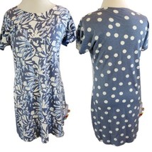 Whimsy Rose French Terry Casual Tropical Polka Dot Shift Dress USA Made ... - $24.09