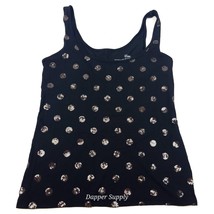 Victoria&#39;s Secret Black Sequin Polka Dot Tank Top Sz M 100% Cotton - $14.84