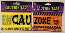 Fun World Halloween Theme Caution Tape Orange ZOMBIE ZONE &amp; Yellow CAUTI... - $12.12