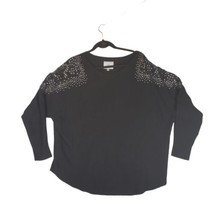 LIV Milano Womens 1X Sweater Black Embellished Floral Rhinestones - £13.28 GBP