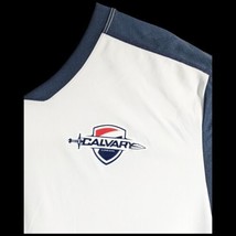 Calvary Warriors Mens Large Asics T Shirt White Navy Short Sleeve Top Sword - £19.72 GBP