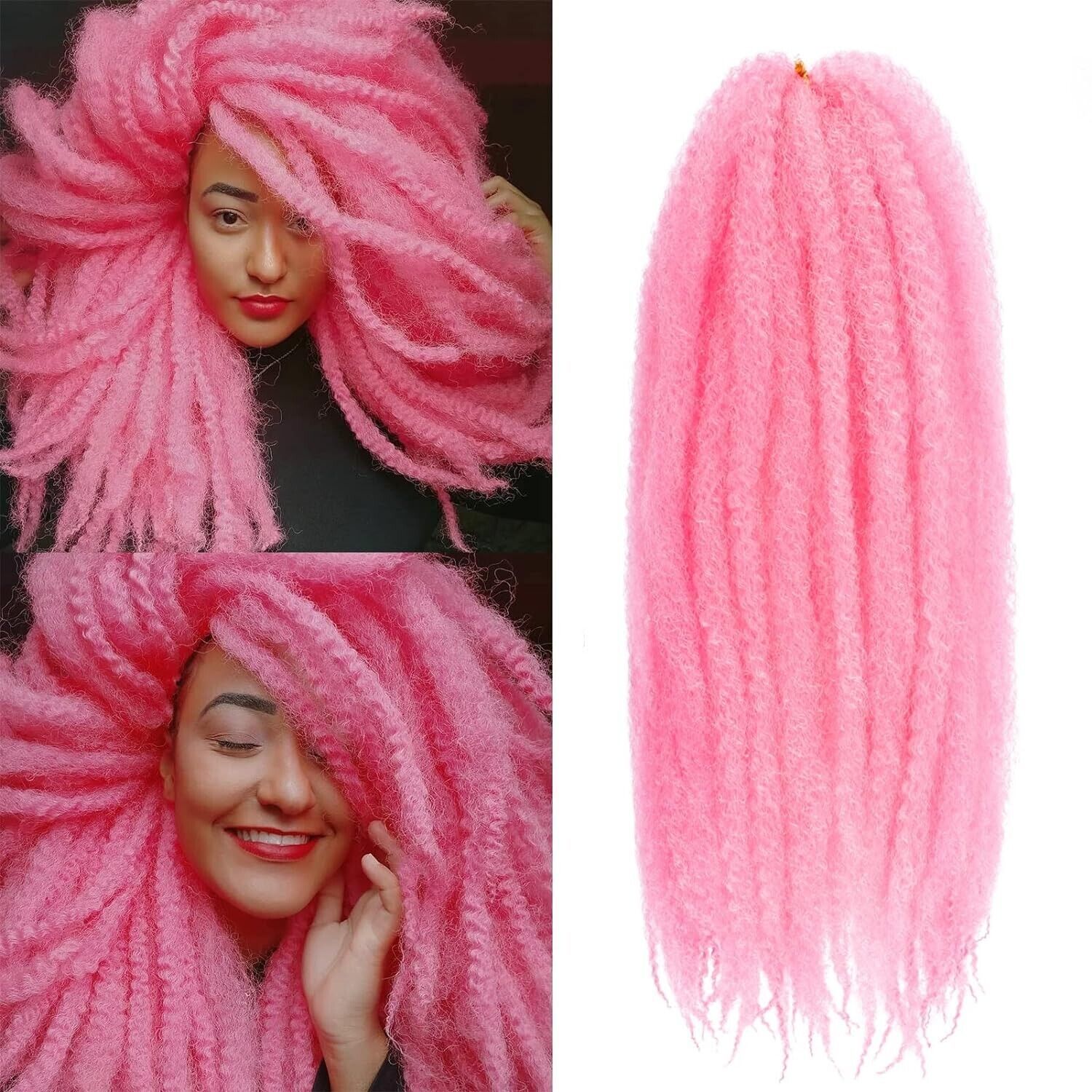 Primary image for 5 Packs Pink Marley Hair Crochet Hair 24 Inch Marley Twist Traiding Hair, 24"