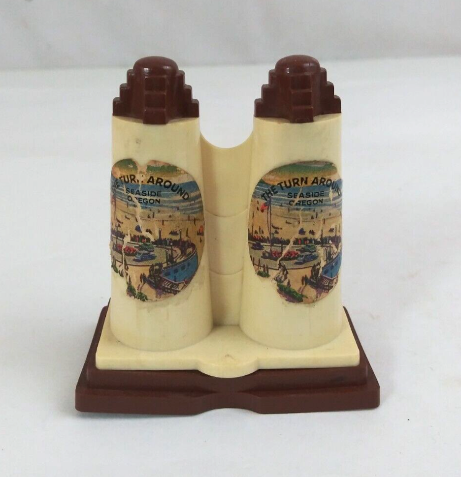 Vintage The Turn Around Seaside Oregon Souvenir 3&quot; Salt &amp; Pepper Shaker - $7.75