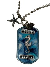 Kate Mesta Crystal SEAHORSE Ocean Dreams Dog Tag Necklace  Art to Wear New - £18.46 GBP