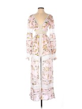 NWT For Love &amp; Lemons Rosa Marie Maxi in Blush Floral Sheer Silk Slit Dress S - £146.15 GBP