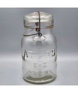 Vintage Atlas E-Z Seal Clear Glass Quart Canning Jar with Wire Bail Glas... - $8.79