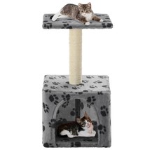 vidaXL Cat Tree Grey with black paw prints - $1,640.29 MXN