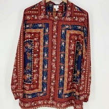 Dressbarn Red Paisley Print Convertible Button Up Blouse NWT - £20.70 GBP