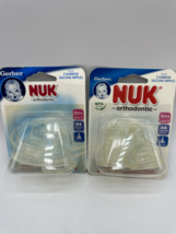 2 Gerber NUK Orthodontic Nipples Silicone 2 Narrow 02550 Medium Flow 6m+ Size 2 - £35.28 GBP
